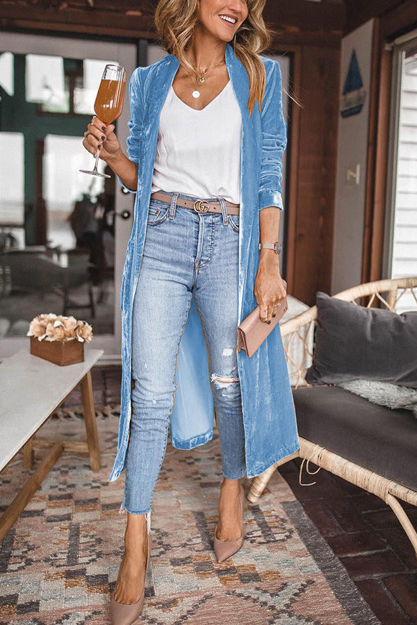 LP | Cappotto lungo di velluto alla moda