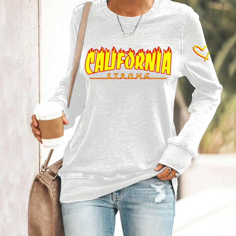 Comstylish Retro Women's California Strong Los Angeles Palisades Fire Inspired Print Sweatshirt