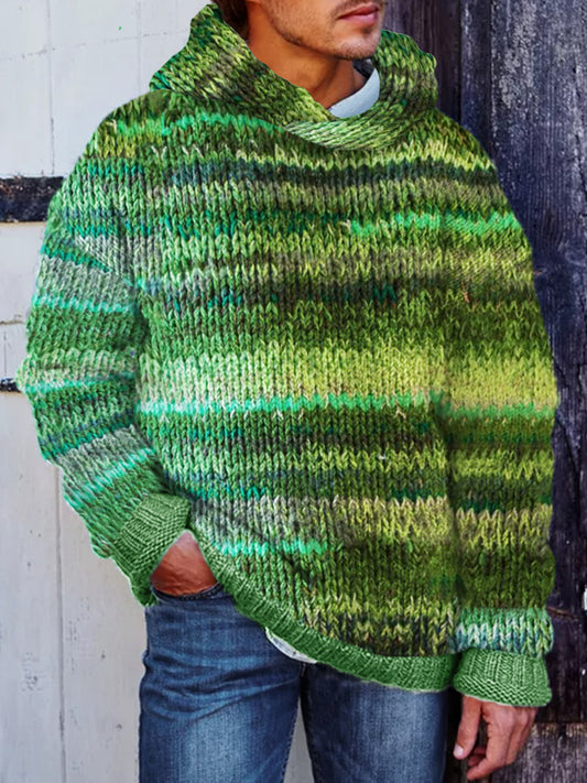 Men's Retro St Patrick's Day Inspired Striped Chunky Hooded Sweater elevenforest