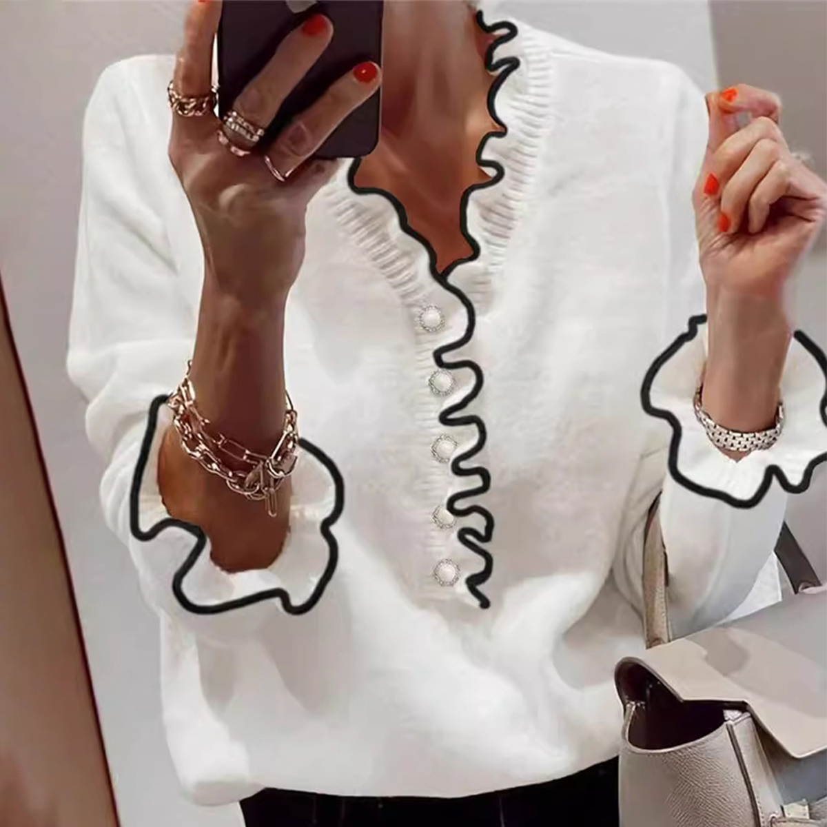 Yara® | Unique long-sleeved V-neck sweater