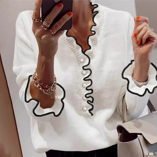 Yara® | Unique long-sleeved V-neck sweater