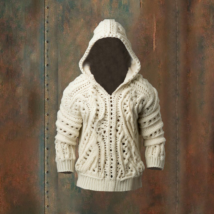 Vintage Fairman Island Sweater Pattern Knitted Hooded Sweater artswardrobe