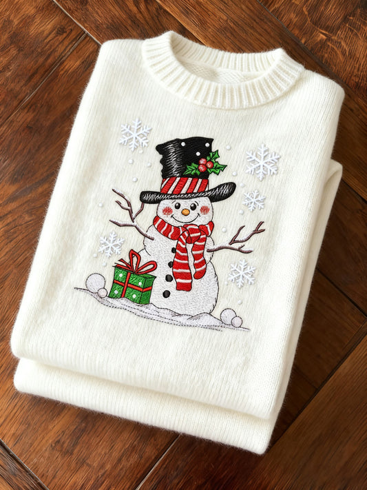 Christmas Snowman Print Sweater artswardrobe