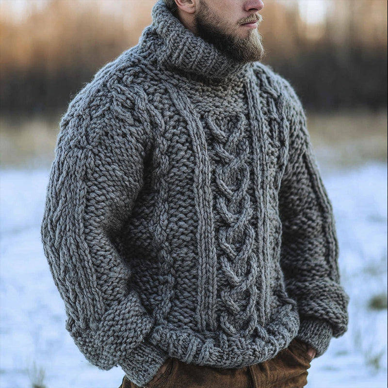 Men's Vintage Island Jacquard Chunky Turtleneck Sweater artswardrobe