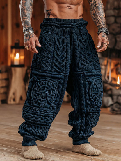 Men's Viking Tribal Celtic Pattern Art Cozy Knit Pants artswardrobe