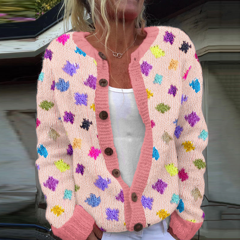 Vintage Geometry Color Block Jacquard Cozy Sweater elevenforest