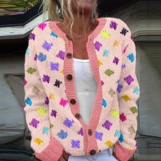 Vintage Geometry Color Block Jacquard Cozy Sweater elevenforest