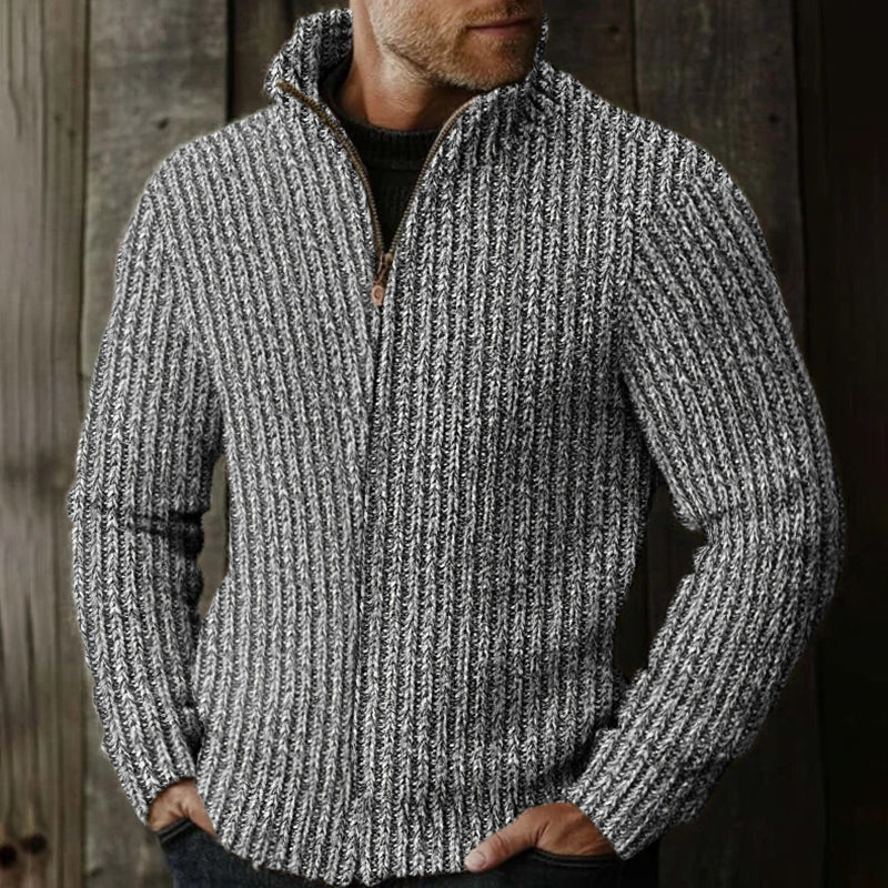 Men's Vintage Fairman Island Colorful Knitted Pattern Zip Sweater elevenforest