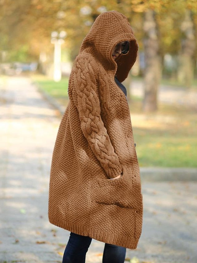 ER | Cardigan con cappuccio in maglia grossa