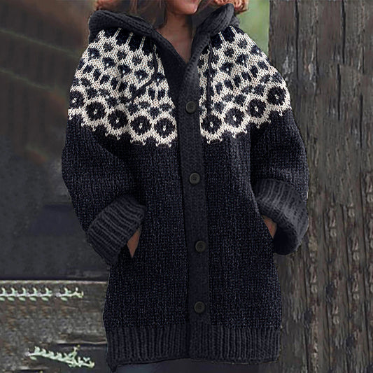 Vintage Icelandic Floral Knitted Jacquard Warm Sweater Cardigan elevenforest