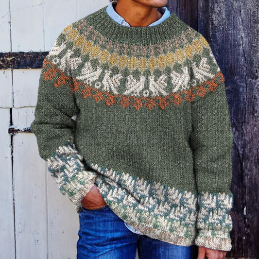 Men's Vintage Iceland Print Cozy Knit Sweater elevenforest