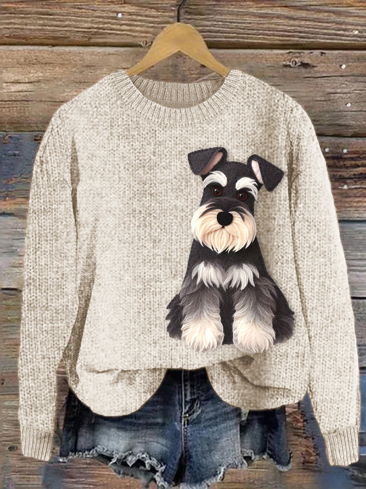Comstylish Schnauzer Dog Felt Art Cozy Knit Sweater
