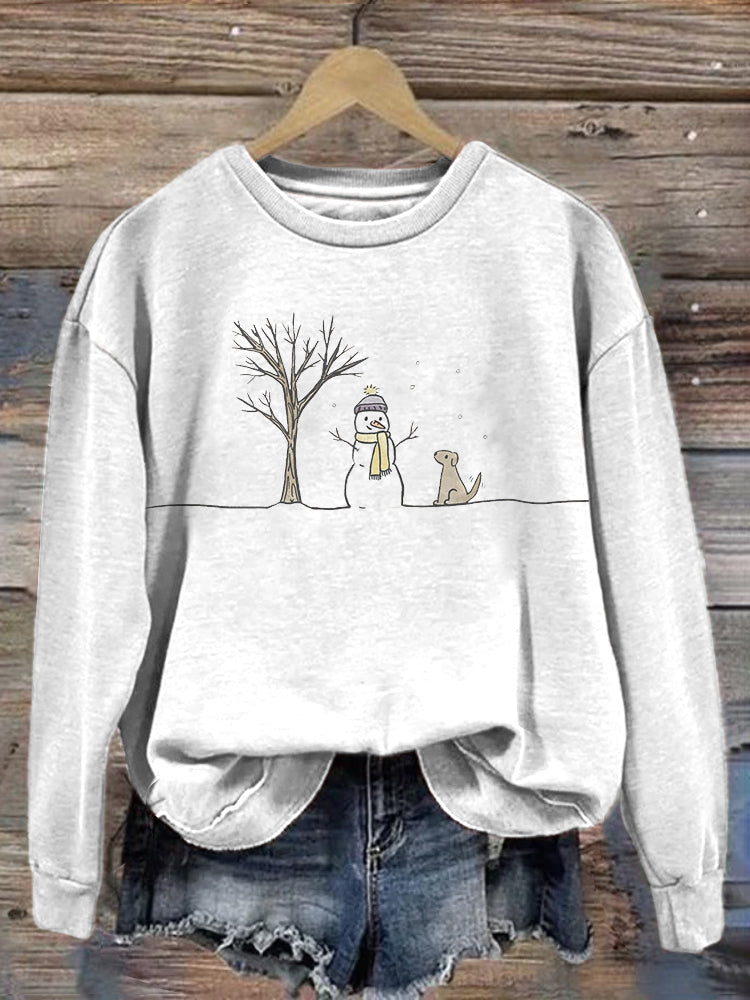 Comstylish Christmas Snowman Art Print Cozy Sweatshirt