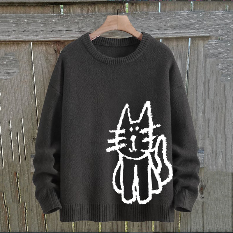 Women's Cat Knitted Art Cozy Sweater artswardrobe