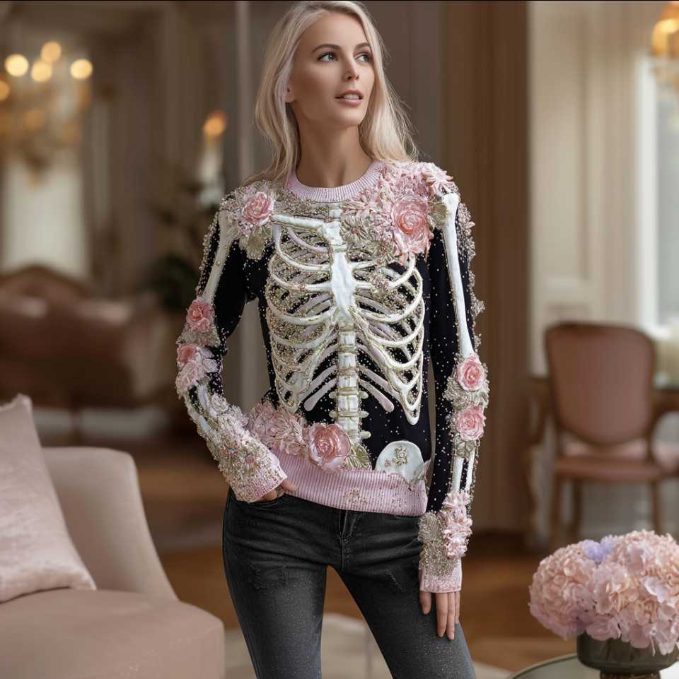 Halloween Human Anatomy Design Women's Knit Sweater artswardrobe