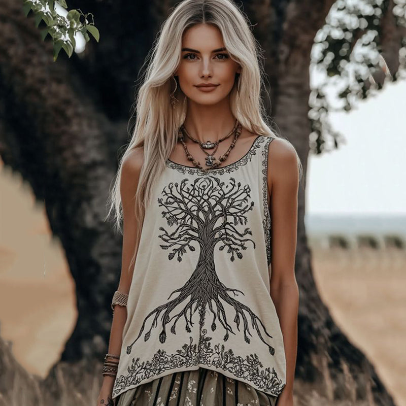 Vintage Tribal Celtic Knot Print Sleeveless Tank Top artswardrobe