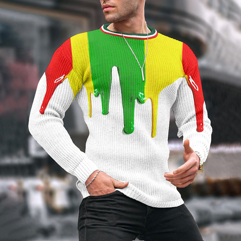 Art Paint Juneteenth Reggae Jacquard Iceland Crew Neck Sweater elevenforest