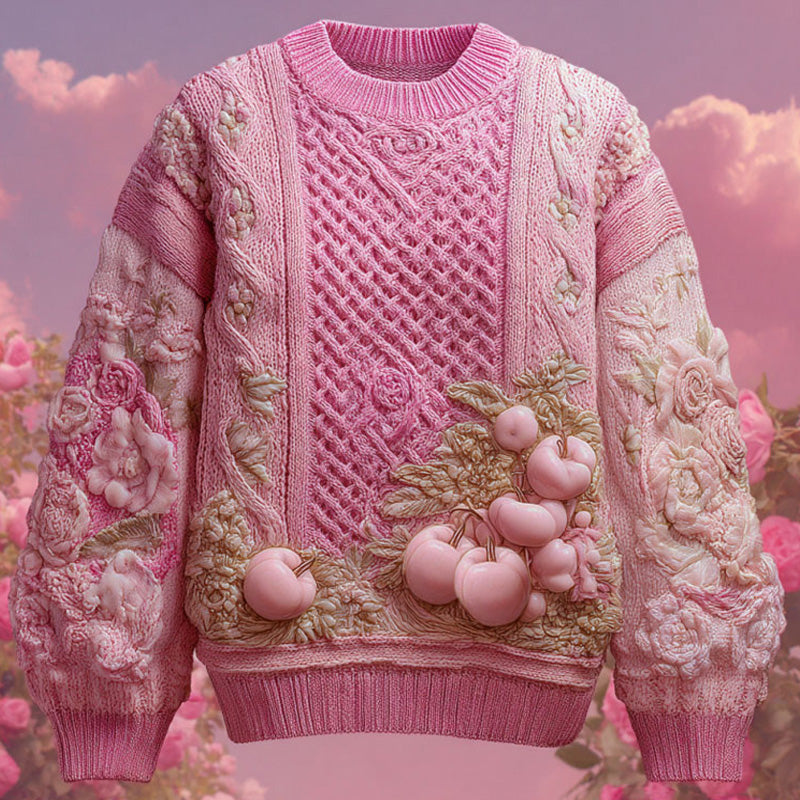 Women's Vintage Halloween Pink Art Knit Sweater artswardrobe