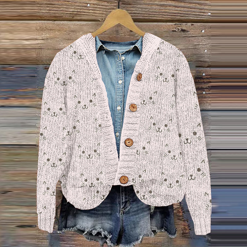 Colorful Cat Pattern Women's Cardigan elevenforest
