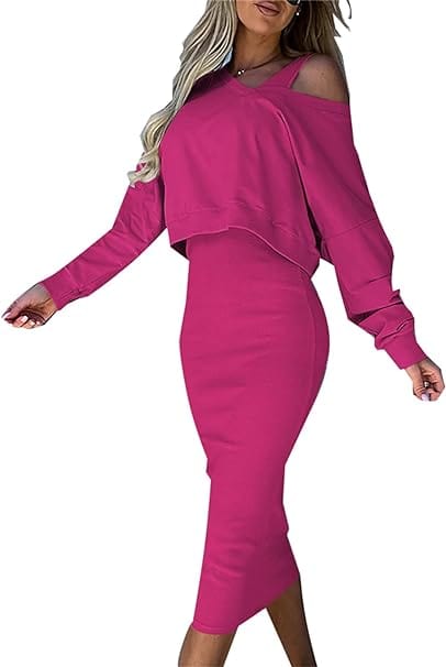 LP | Maglia sciolta con scollo a V + gonna a portafoglio in maglia con vestibilità slim sui fianchi