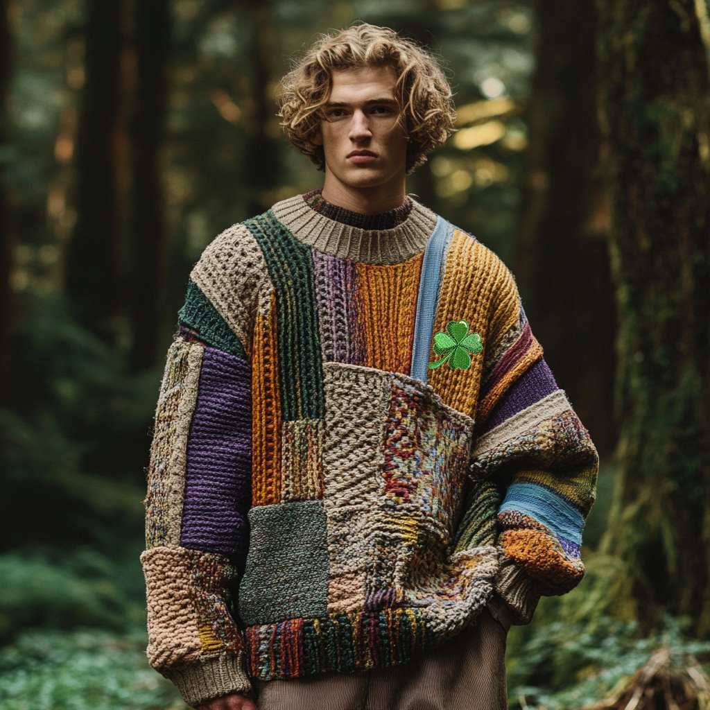 Vintage Classic Kyle Color Block Chunky Cable Cozy Sweater elevenforest