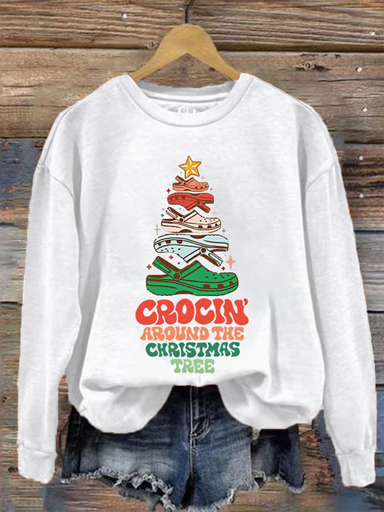 Comstylish Women's Funny Crocin' Around The Christmas Tree Casual Sweatshirt