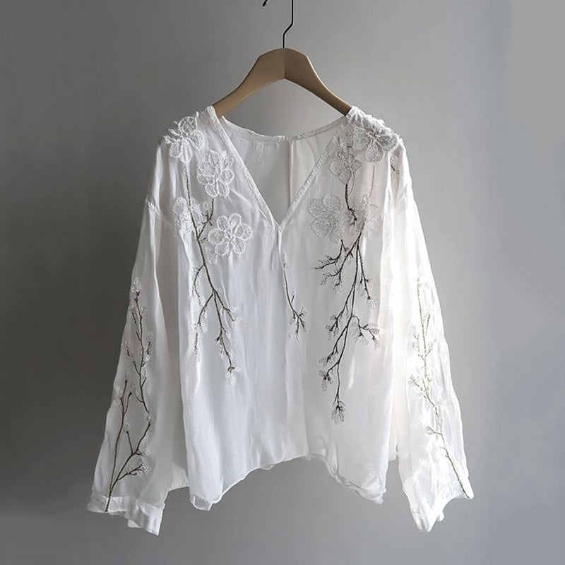 Comstylish Vintage Floral Lace Embroidered Comfy Tunic