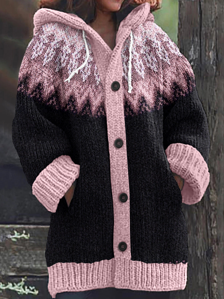 Vintage Tribal Icelandic Pattern Cozy Cardigan Sweater elevenforest