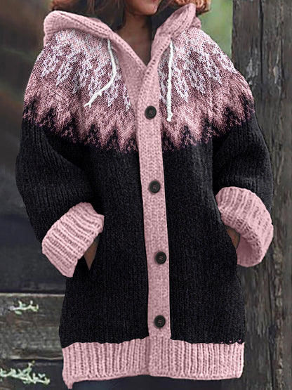 Vintage Tribal Icelandic Pattern Cozy Cardigan Sweater elevenforest