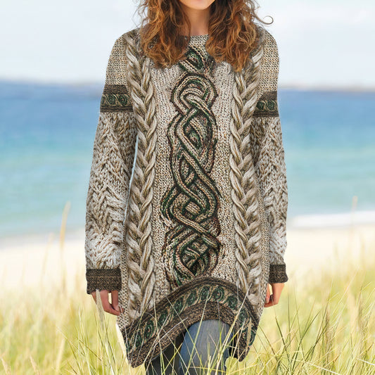 Women's Irish Celtic Knot Jacquard Sweater Dress elevenforest