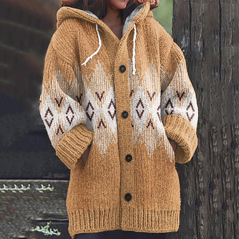 Vintage Tribal Geometric Knit Cardigan Sweater artswardrobe