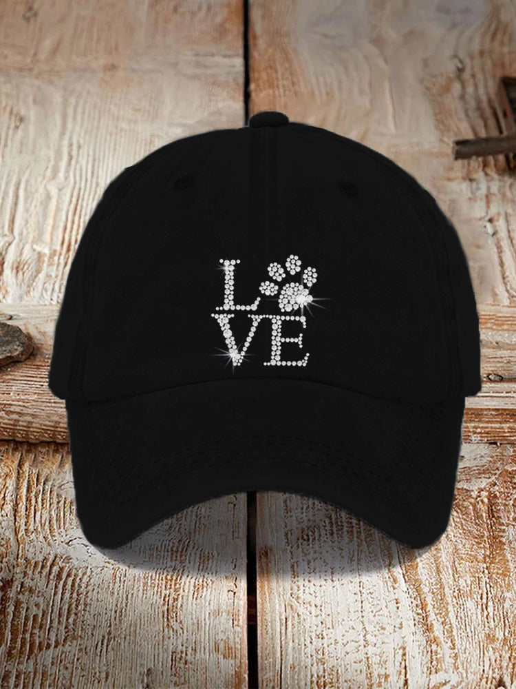 Glitter Paw Print Cat Lover Essential Cap elevenforest