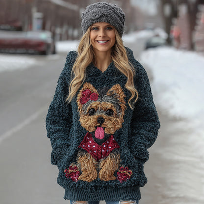 Comstylish Cute Fuzzy Yoshka Puppy Soft Hooded Sweater