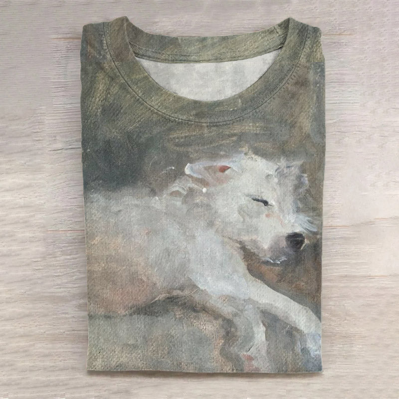 Comstylish Cute Sleepy Pet Dog Print Women'S Short-Sleeved T-Shirt