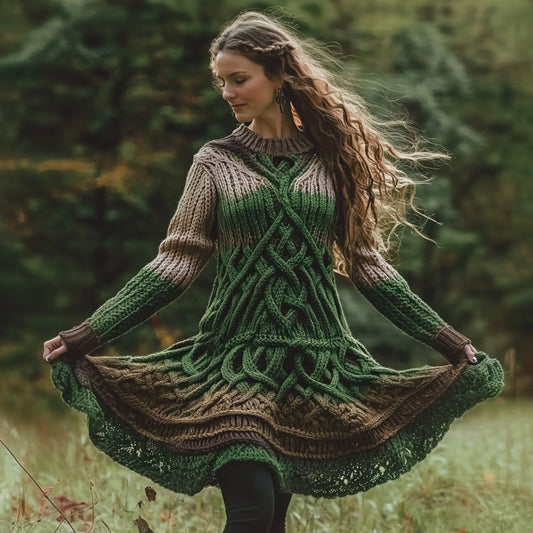 Women's Celtic Knotted Gradient Sweater Dress elevenforest