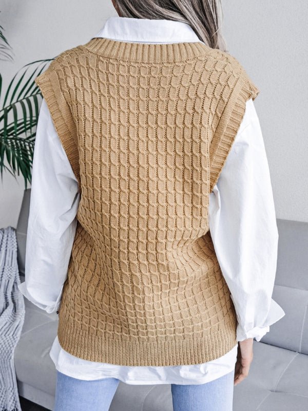 Edna® | Women'S V-Neck Fried Dough Casual Loose Knit Sweater
