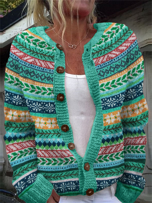 Vintage Christmas Colorful Cozy Knit Isle Cardigan elevenforest