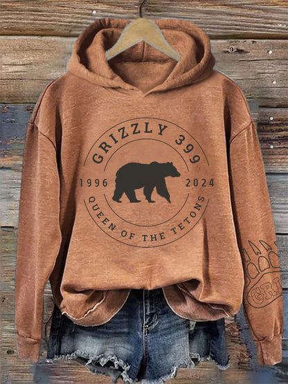 Comstylish Vintage Bear 399 Paw Print Hooded Sweatshirt