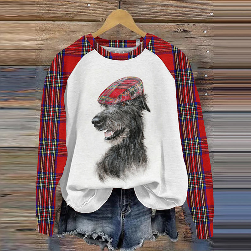 Women's Christmas Dog Print Casual Sweatshirt artswardrobe
