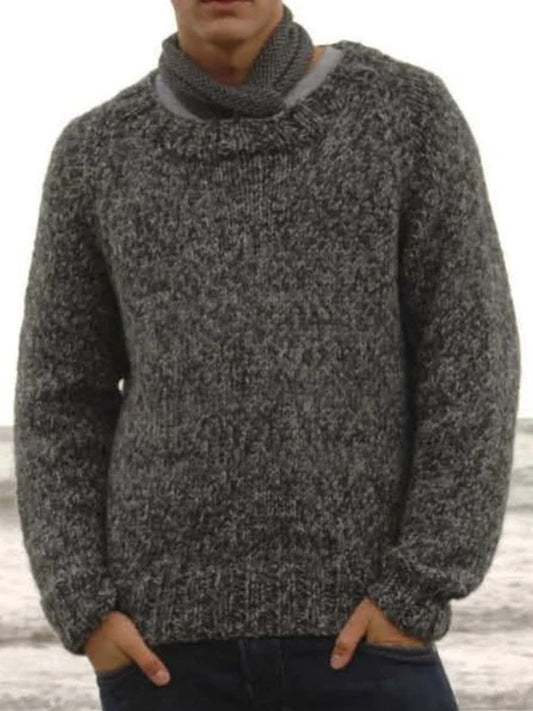 Dark Gray Men's Knit Crew Neck Sweater elevenforest