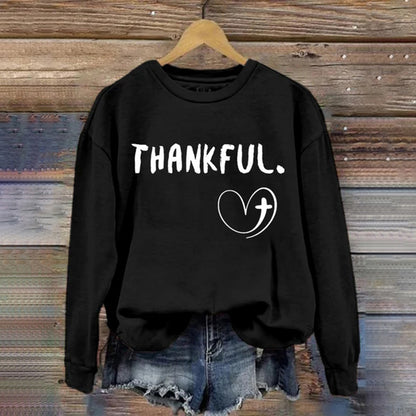 Thanksgiving THANKFUL Cross Heart Sweatshirt artswardrobe