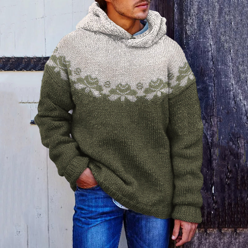 Irish Shamrock Pattern Cozy Knit Hooded Sweater elevenforest
