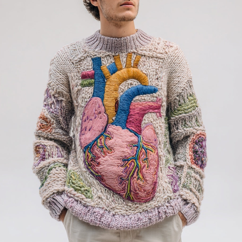 Men's Vintage Anatomical Art Cozy Knit Sweater artswardrobe