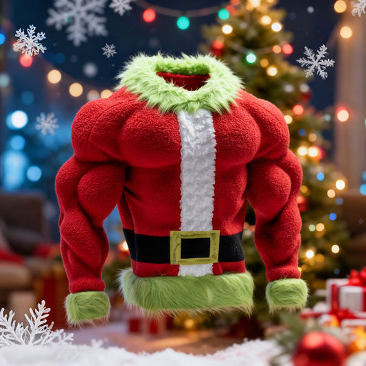 Men's Santa Claus Color Block Cosplay Plush Sweatshirt artswardrobe