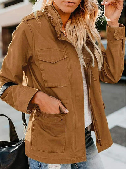 Zippered Multi-Pocket Vintage Jacket artswardrobe