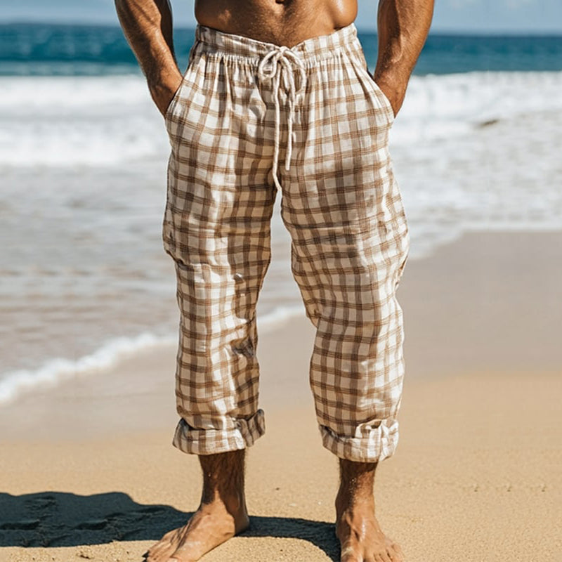 Men's Casual Cotton And Linen Trousers With Pockets artswardrobe