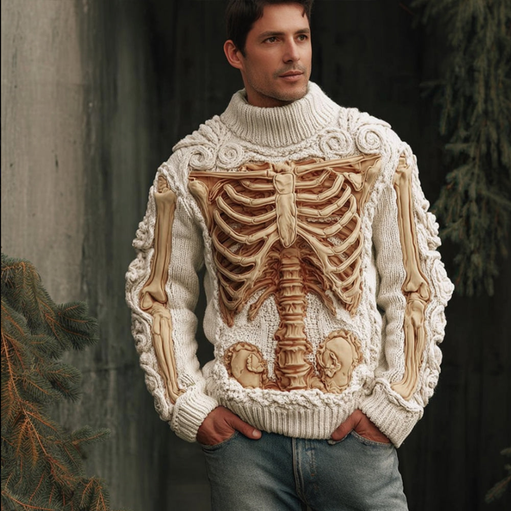 Men's Anatomy Art: Making Old White High Collar Sweater artswardrobe