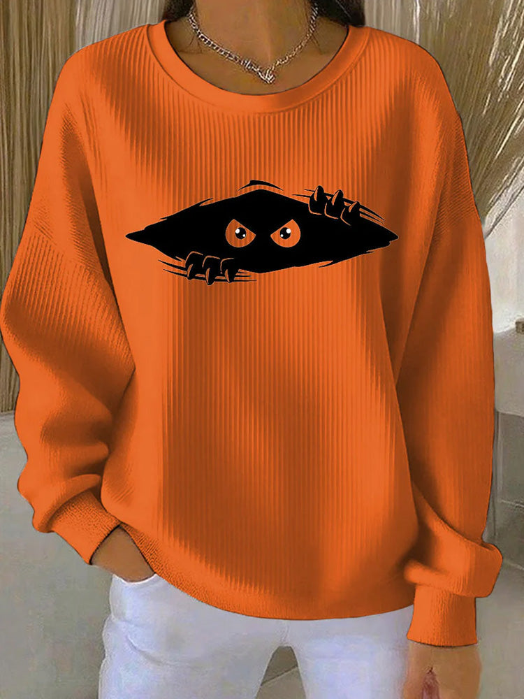 Comstylish Women's Cute Cat Printed Vintage Casual Loose Long Sleeve Top