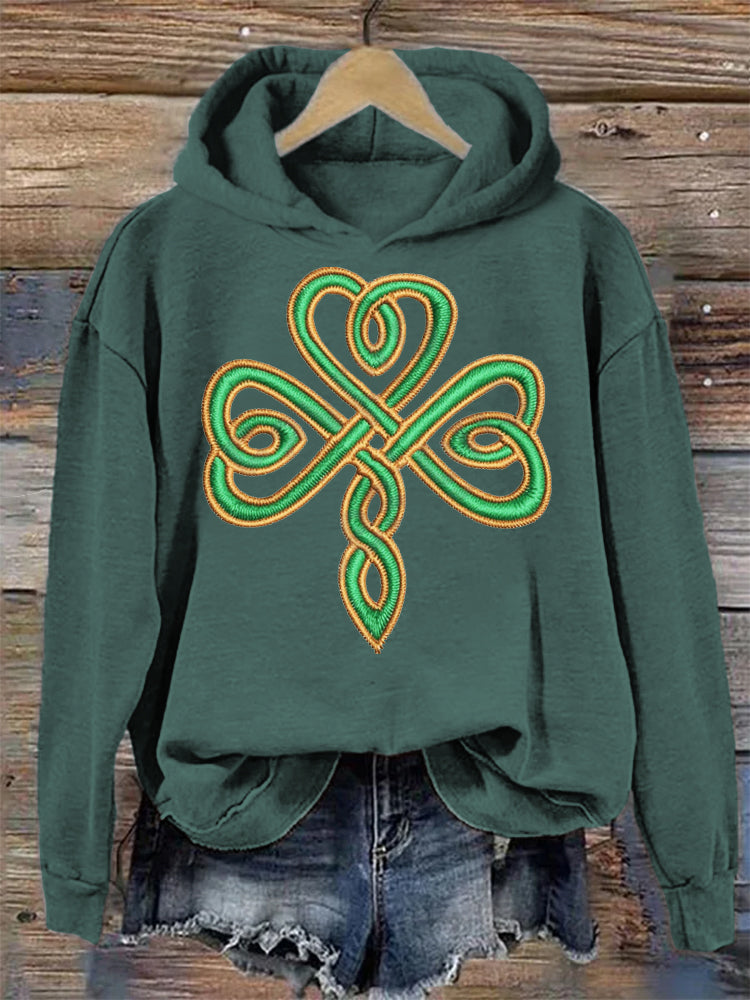 Comstylish Irish Lucky Shamrock Embroidered Women's Hoodie