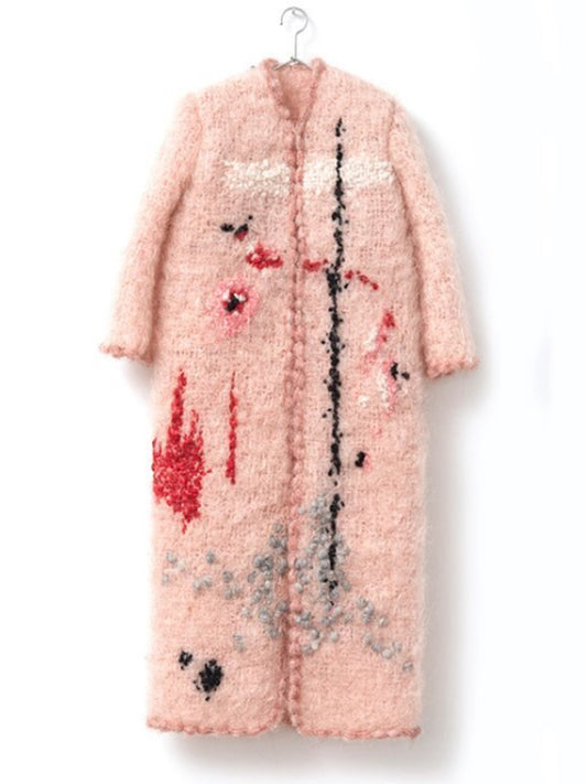 Comstylish Unique Repairing Abstract Embroidered Cozy Knit Cardigan